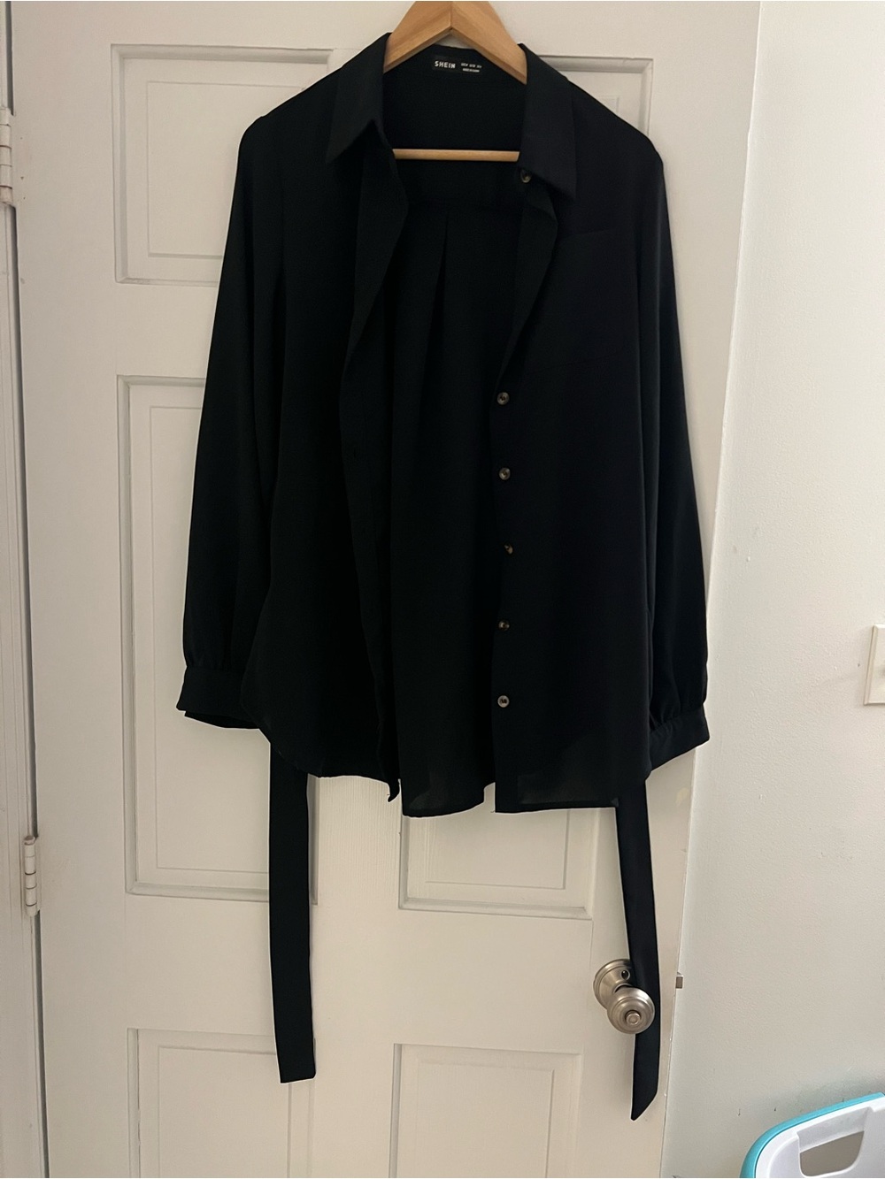 Women’s Black Shirt with Waist Ties